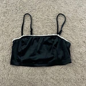 UO Black tank top with pearls
